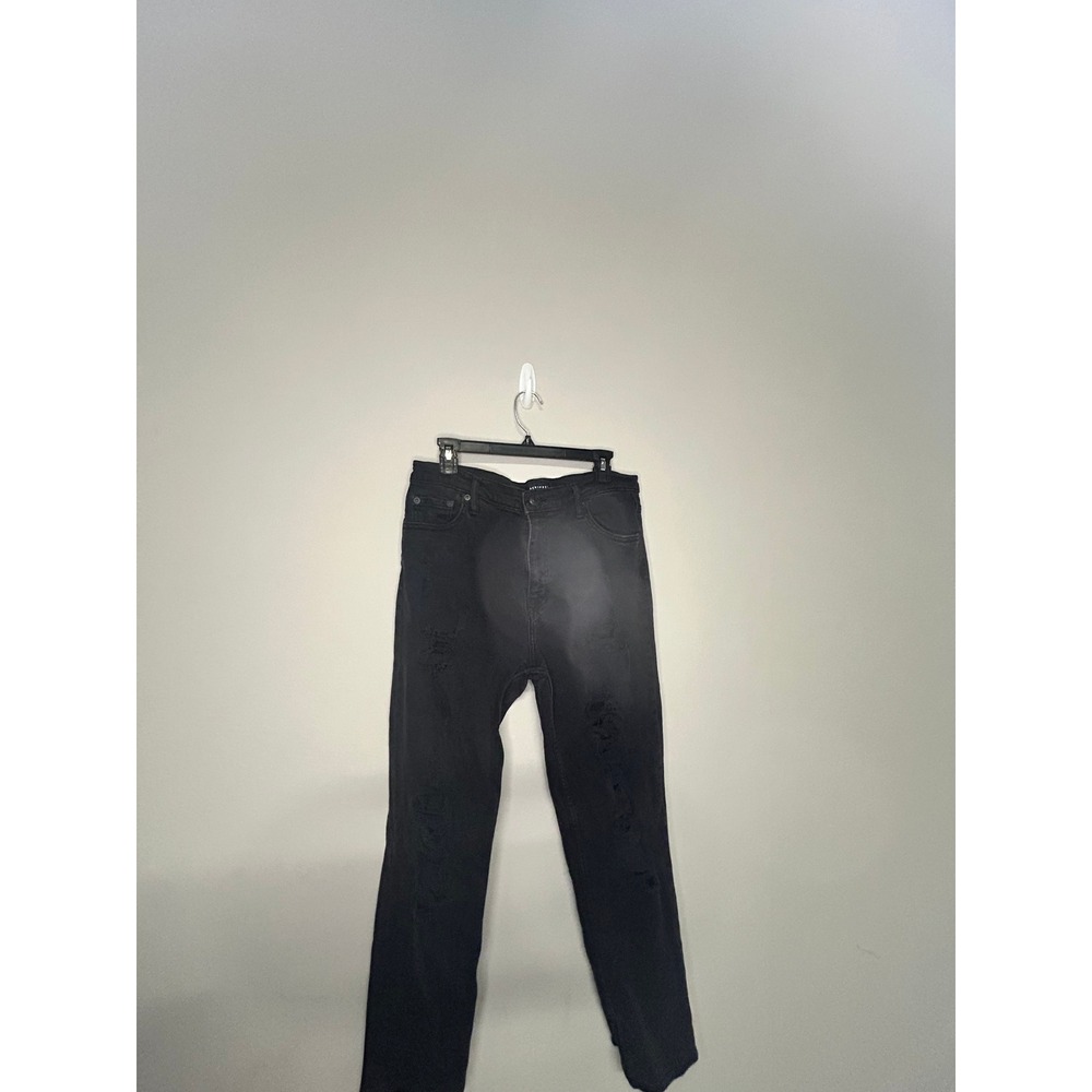 Aeropostale Mom Jeans Size 12R Black Distressed High Rise Stretch Denim Pants
